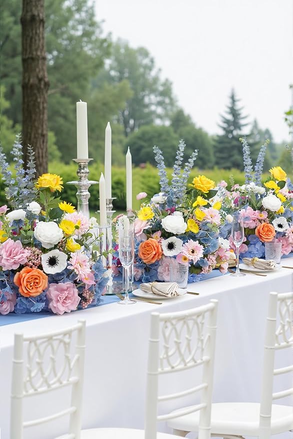 Artificial Flowers Ball Centerpieces for Tables, 2pcs 19inch Colorful Free Standing Bouquet Floral Arangement for Party Aisle Wedding Centerpiece Table Decorations