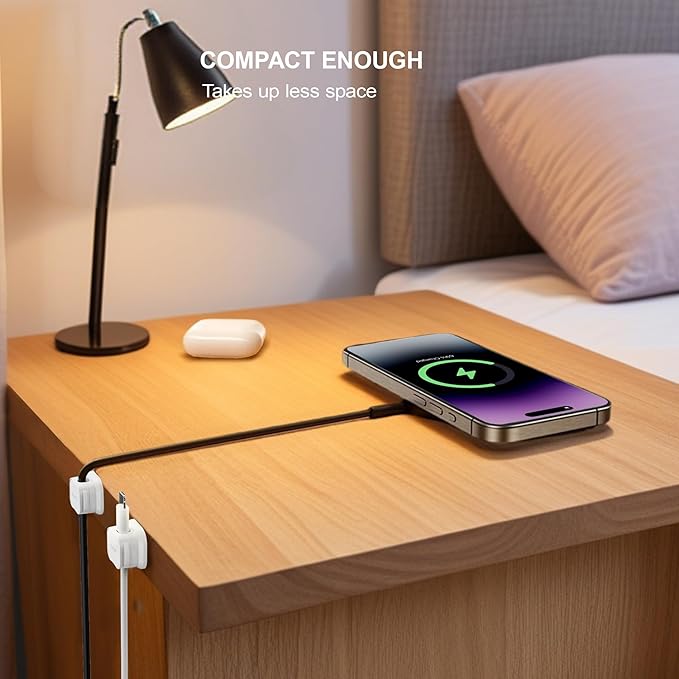 8 Pack Magnetic Cable Clip Organizer Cord Holder, Picozon Adhesive Cable Management, Wire Phone USB Charger Cable Holder, Keeper Organizer for Office Home Desktop Table - White