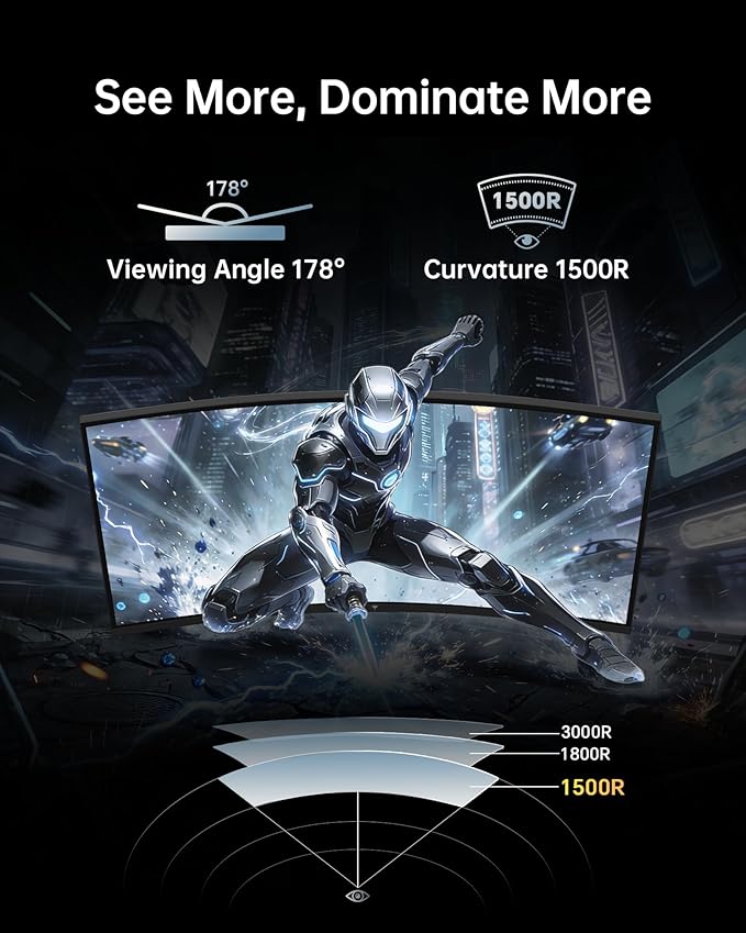 KTC 24 Inch Curved 240Hz Gaming Monitor, FHD 1500R Curved Computer Monitor 1080P, 3000:1 Contrast, Adaptive Sync, HDR, MPRT 1ms, HDMI DisplayPort, Low Blue Light, Tilt, VESA Mount, H24S17P