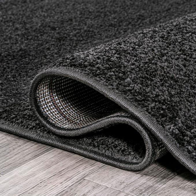 JONATHAN Y Haze Solid Low-Pile Black 5' Round Indoor Area Rug, Coastal,Bohemian,Minimalist,Classic, Easy-Cleaning for Living Room,Bedroom,Kitchen,Pet Friendly,Non-Shedding (SEU100I-5R)