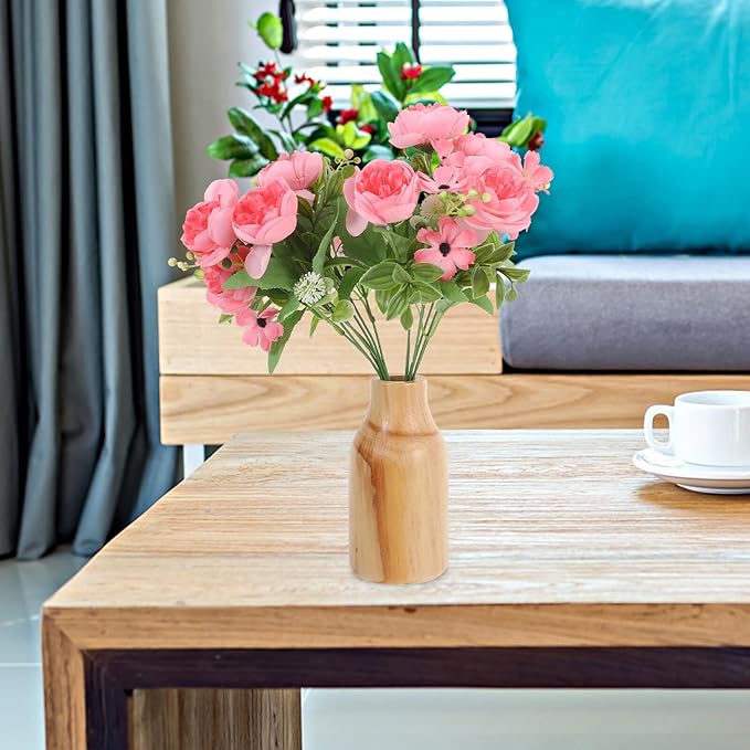 Rustic Wooden Dried Flower Vase with Corrosion Resistant Pine Wood Simple Elegant Home Decor Vase for Table Centerpieces Dining Office and DIY Floral Arrangements