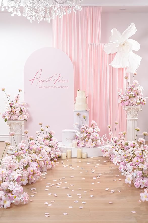 2pcs19inch Pink Free Standing Flowers Ball Bouquet Artificial Rose Arrangements Balls for Wedding Centerpieces Tables Chair Aisle Runner Flowers Decoration