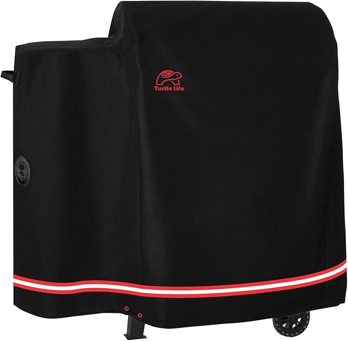 Turtle Life Pellet Grill Cover, Heavy Duty All Weather Protection Wood Pellet Smoker Barbecue Cover for Pit Boss 700FB Lexington Serises, Black, 42" Wx27”Dx39”H
