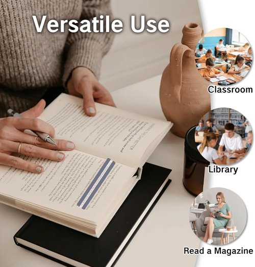 Skiennix 8Pcs Guided Reading Strips - Clear Overlay Trackers for Dyslexia & Visual Stress Relief