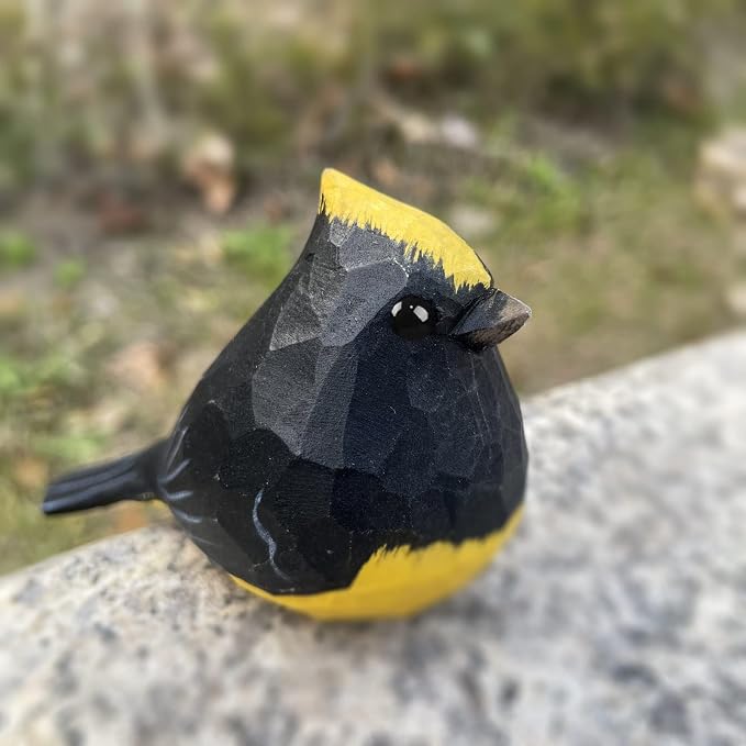 Bird Figurines Hand Carved Painted Wooden Statues for Home Decor, Gift for Bird Lovers,Housewarming, Birthday, Christmas, Anniversaries (NO.19-Sultan tit)