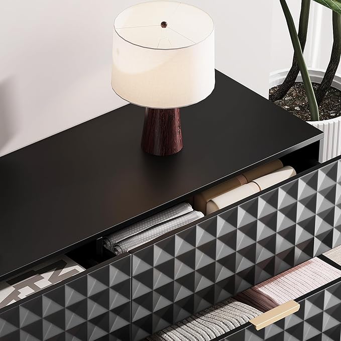 6 Drawers Dresser,Dresser for Bedroom,Chest of Drawers with Diamond-Shaped,TV Stand for Living Room