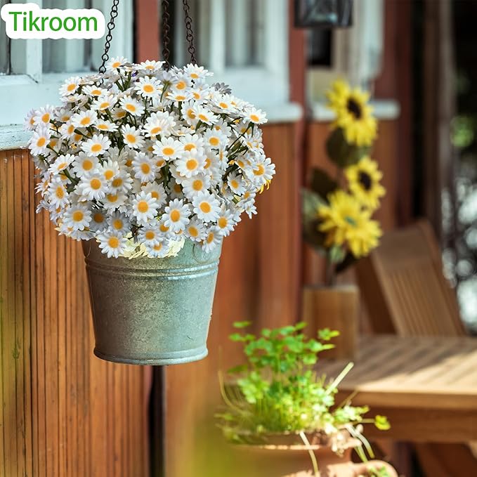 Artificial Daisy Flowers 18Pcs Small White Fake Daisies Flowers 3 Bundles 10 Inch Realistic Faux Silk Tiny Daisy Flowers for Home Garden Vase Wedding DIY Home Party Decor