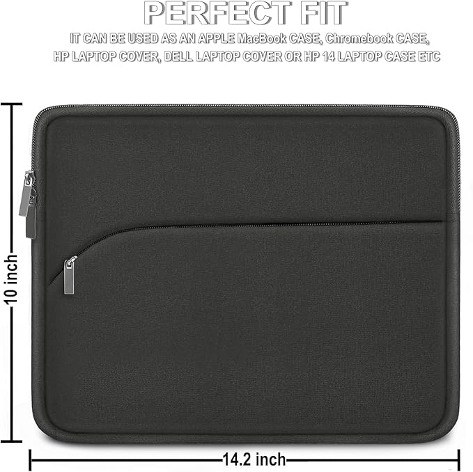 Laptop Sleeve Case 14 inch, Slim Portable Monitor Protective Cover with Front Pocket, Traveling Carrying Laptop Bag Compatible for MacBook Air/Pro, HP, Dell, Lenovo, Acer, Grey