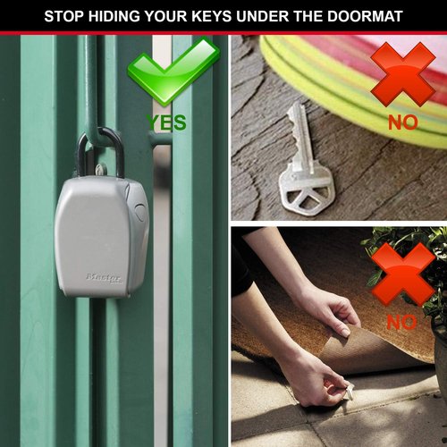 Master Lock Heavy Duty Key Lock Box - Secure Outdoor Key Safe with Combination Lock | 5 Key Capacity, 5414EC