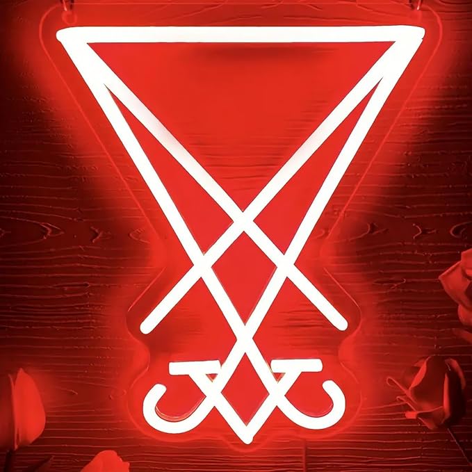 Sigil of Lucifer Gothic Baphomet Neon Light for Wall Decor, Gothic Satan Sigil,Gothic Home Decor, Witch Decor, Dark Art Decor, 3D Engraved Neon Sign For Halloween & Home Ambiance