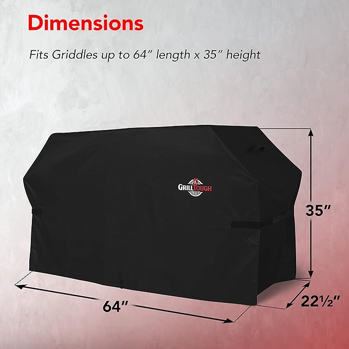 GrillTough Heavy Duty Griddle Cover for Outdoor Griddle, Fits 36 Inch Griddle – Waterproof, Weather Resistant, UV & Fade Resistant with Adjustable Straps – Flat Grill Cover, Black