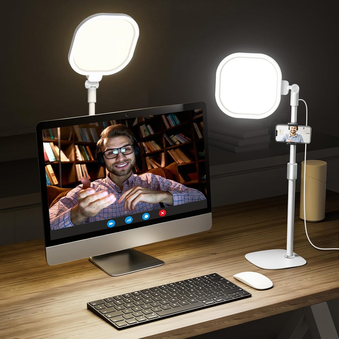 Video Conference Light by [Brand Name] - 30 Light Modes Desk Ring Light with Stand for Webcam | Perfect for Meetings & Live Streams