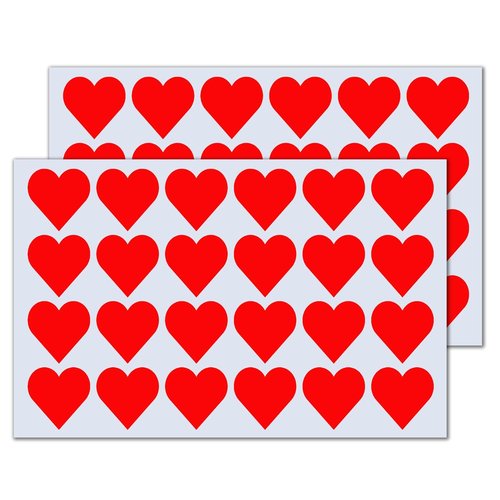 Red Heart Stickers Labels - 1200 Pack | 1-Inch Size - Perfect for Crafts and Gifts
