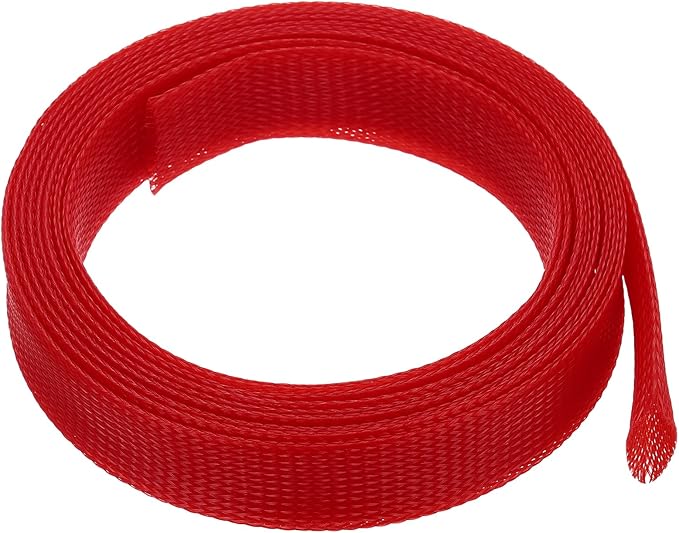 uxcell Expandable Sleeving,1 9/16-inch 10ft Cable Sleeve, Red
