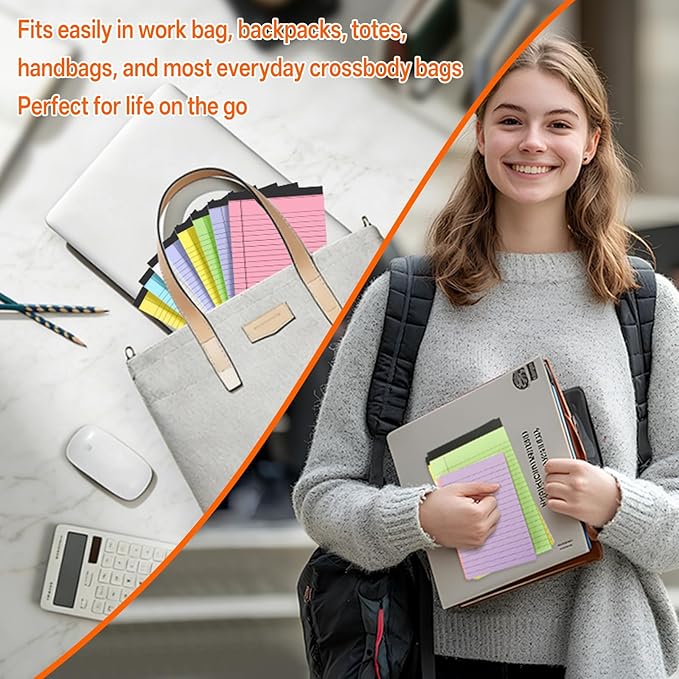 18 Pack Note Pads 5x8, Lined Sticky Notes 4x6 Color Small Notepad, 50 Sheets per Writing Pad, Perforated Legal Pads Bulk Narrow Ruled Writing Pad＆Self-Stick Note Pads for College Office Journal Work