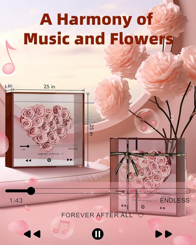 Preserved Roses for Mothers Day, Handmade Forever Flowers Box for Mom, Flower Gifts for Girlfriend Wife - Wedding Anniversary Presents for Her - Birthday Gifts for Mom Grandma (Pink)