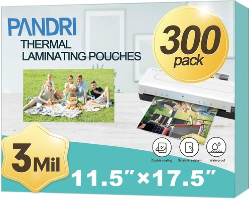 PANDRI Laminating Sheets - 300 Pack Thermal Pouches for 11 x 17 Inch Documents - 3 Mil Clear