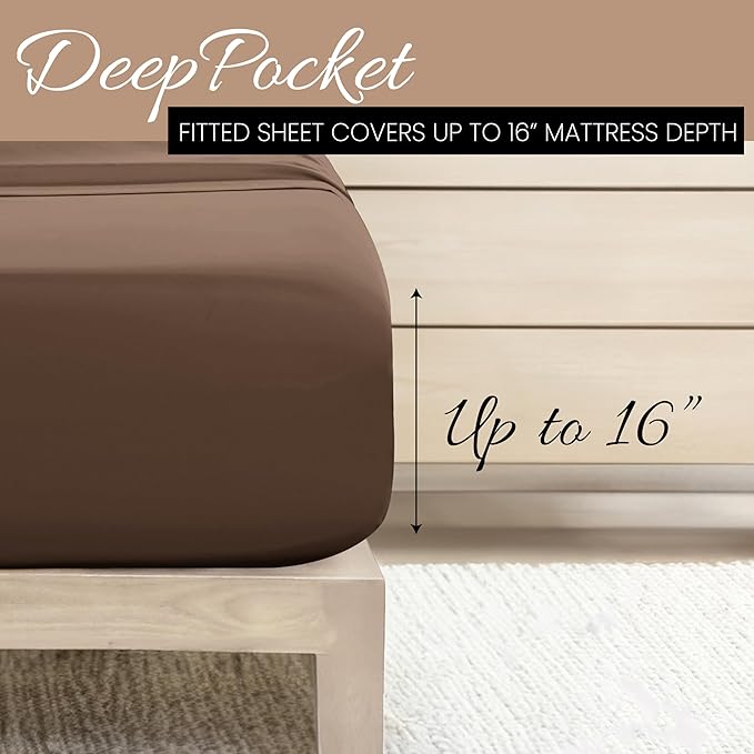 Linen Market Brushed Microfiber Full Sheet Set 4 Piece – Oeko-TEX Certified Ultra Soft & Wrinkle-Free - 16" Deep Pocket Sheets - Easy Care Full Size - Taupe