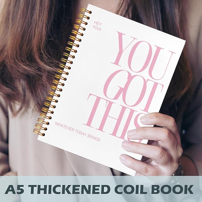 Yhtrg You Got This Inspirational Notebooks Journal, White Motivational Spiral Journal Notebook for Women, White Motivational Positive Notebooks for Office School Supplies, 5.5x8.3 Inch