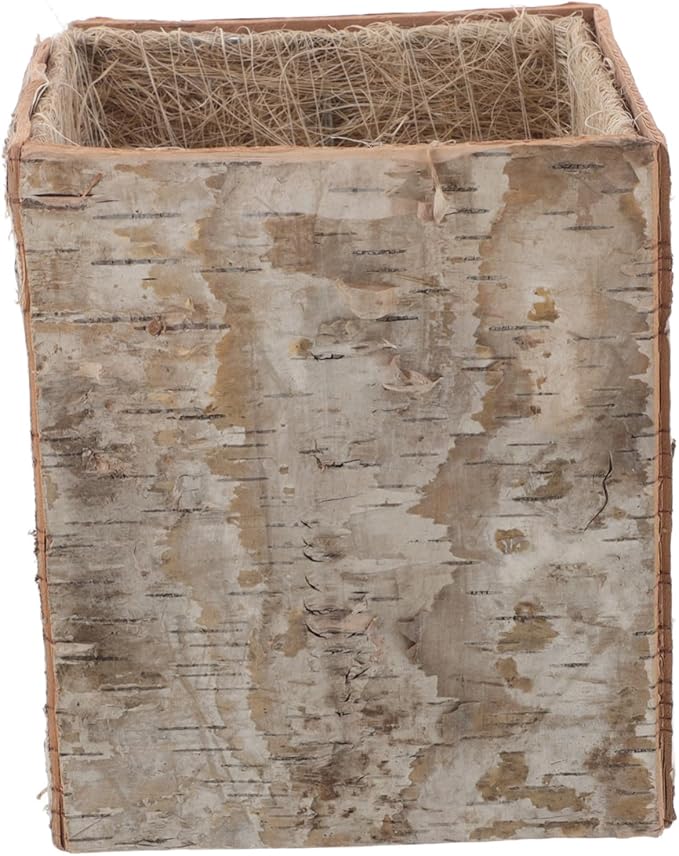 Birch Bark Succulent Planter Box Natural Wooden Flower Pot with Ventilation Vintage Rustic Vase for Home Office Patio Balcony Decor DIY Holiday Craft Container