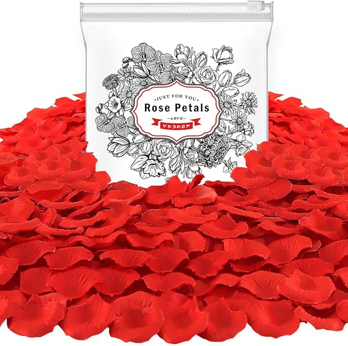 2400 Rose Petals Artificial - Bulk Rose Petals for Wedding Decorations, Aisle Runner, Backdrop - Fake Rose Flower Petals for Anniversary,Valentine's Day, Proposal, Party Decor (Red)