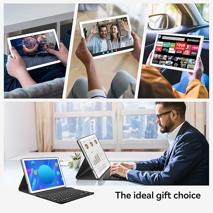 SUNTUNG Tablet, 2026 Latest 10 inch Android 14 Tablet, MTK8183 Octa-Core, 16GB 128GB 1TB Expansion, 2.4/5G WiFi, 21MP Camera, Gemini AI 2.0, Tablets with Keyboard, Mouse, Case etc