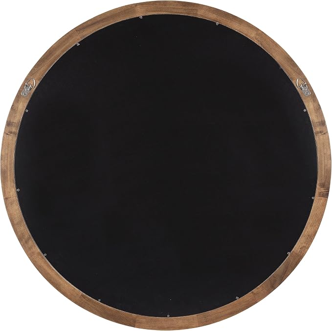 Kate and Laurel Dessa Transitional Round Wooden Wall Mirror; 32 Inch Diameter; Natural Rustic; Modern Circle Bathroom Vanity Mirror with Chunky Rounded Profile and Solid Poplar Wood Frame