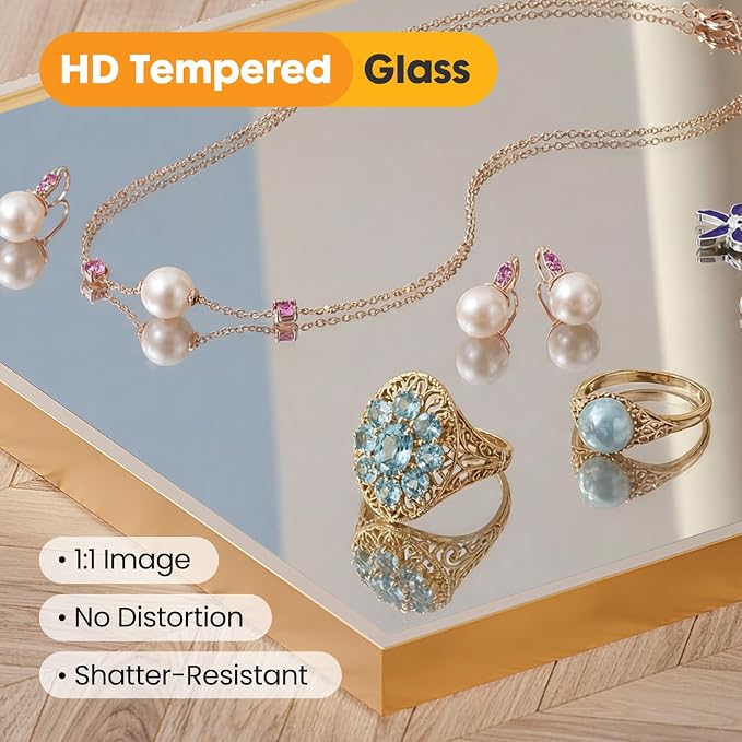 Sweetcrispy Bathroom Mirror for Over Sink, 30" x 48" Rectangle Wall Mount Mirrors with Metal Frame, Modern Vanity Mirror with Tempered Glass, for Home Decor, Anti-Rust, Gold