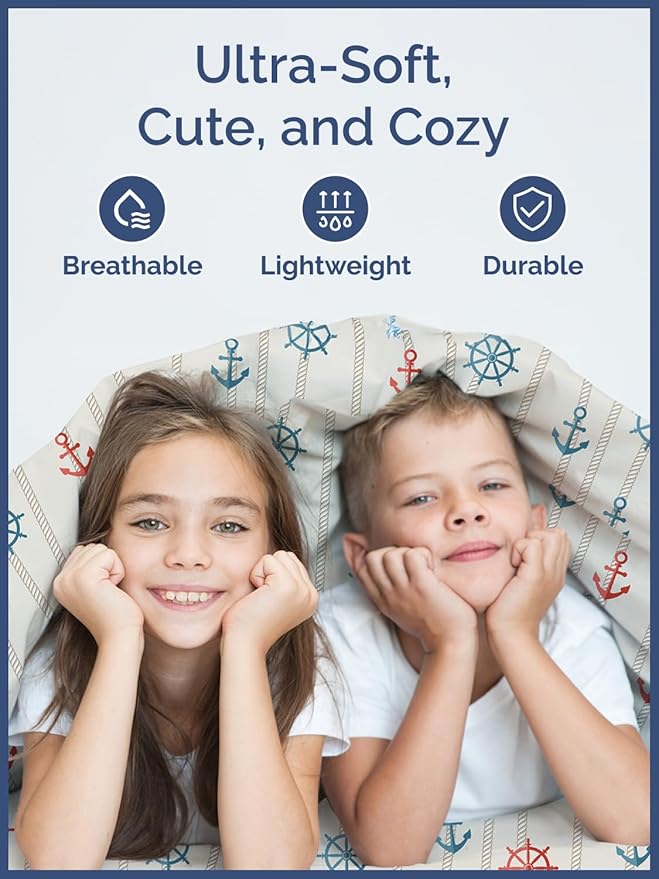Kids Anchors Full 4 Piece Sheet Set - Boys, Girls, Teens, Toddler - Easy Fit Deep Pockets - Breathable, Hotel Quality Bedding Sheets - Machine Washable - Wrinkle Free - Cute, Cozy, Soft - CGK Linens