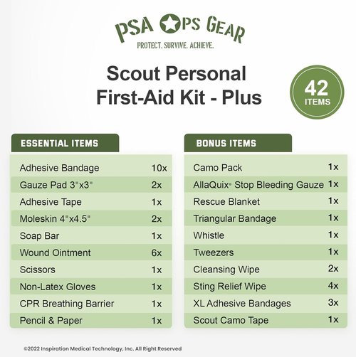 Scout First Aid Kit Plus - Essential IFAK for Camping & Hiking | Compact, Lightweight & Reusable