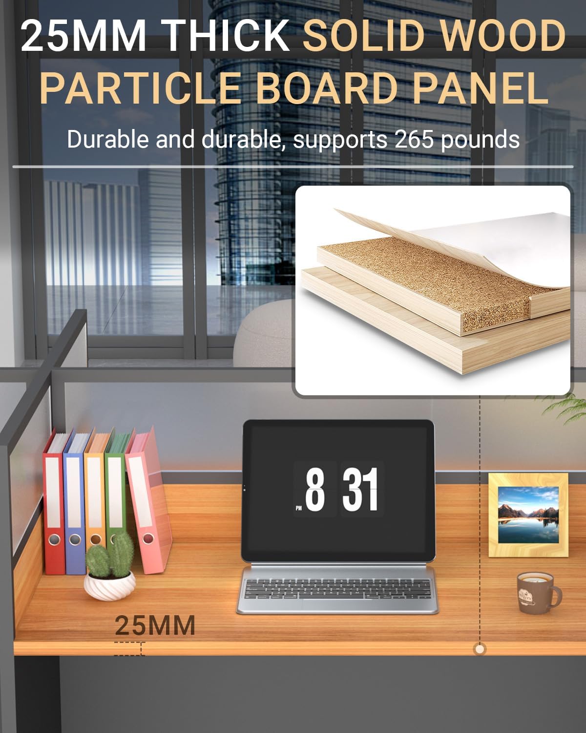 Skiennix Office Cubicle Desk - Mute Privacy Partitions for Computer Workstation | Side-by-Side Design