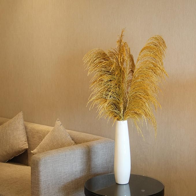 Pampas Grass Decor Tall,Long Pampas, Large Pompas Floral, Elegant Feather Flowers for Wedding Decorations, Living Room Decor (Natural Gold, 8pcs 31.5"(80cm))