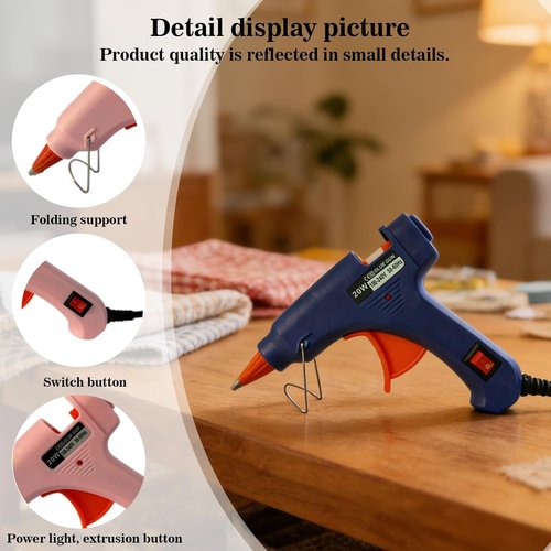 Mini Hot Glue Gun Set by [Brand Name] - 6 Pack (3 Pink & 3 Blue) with 30 Long Glue Sticks | Ideal for Crafts & DIY Projects, 20W