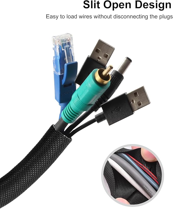 Secbolt Cord Protectors from Pets No Chew, 25ft - 1/2 inch Ultra Durable Cord Covers for Pets, Bite-Resistant Cable and Wire Protector for Cats, Dogs, Rabbits - Black
