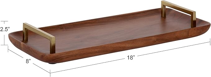 Kate and Laurel Cantwell Mid-Century Modern Wood Tray, 18 x 8, Walnut Brown, Decorative Tray for Serving, Storage and Display