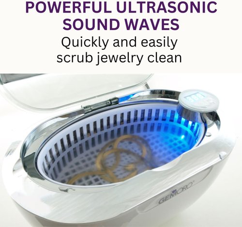GemOro LUXESPA | Ultrasonic Jewelry & Eyeglass Cleaner - 5 Programmable Timed Cycles for Rings, Watches, Glasses & More