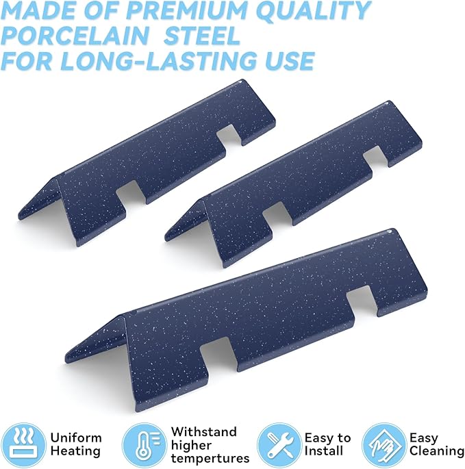 Webonbake 15.3 inch Flavorizer Bars for Weber GS4 Spirit II & I E210 S210 E220 S220 Grill with Front Control Knobs, Porcelain Steel Heat Plate Flavor Bar Replacement for 7635, 3 Pack