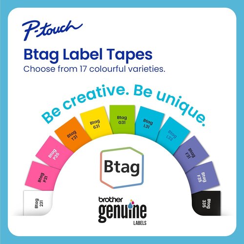 Brother Genuine P-Touch Label Tape - Blue on White, 1/2in x 13.1ft (12mm x 4m) | Compatible with PT-N10, PT-N20, PT-N25BT