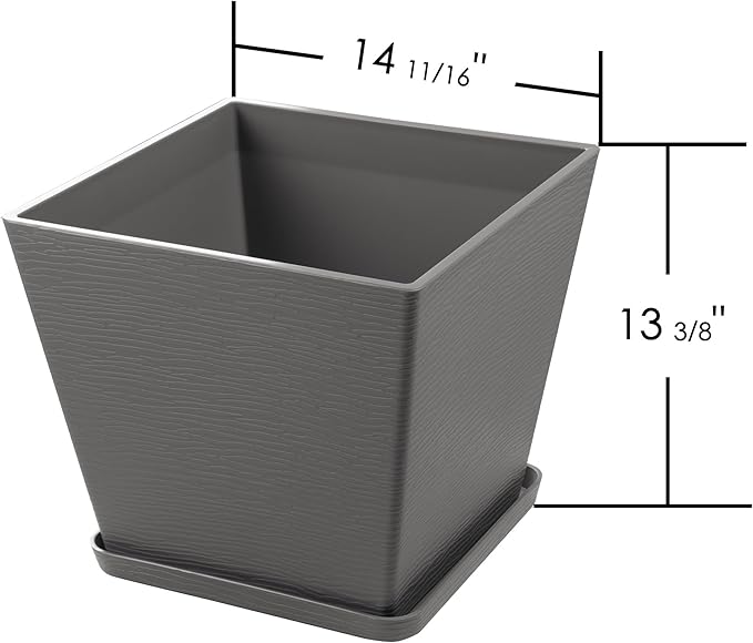 Kozyard 4Packs Taper Planter Indoor Outdoor Plant Pots with Tray Collecting Water for Porch, Patio, Backyard Planters Modern Décor for Tall Plants, Flowers
