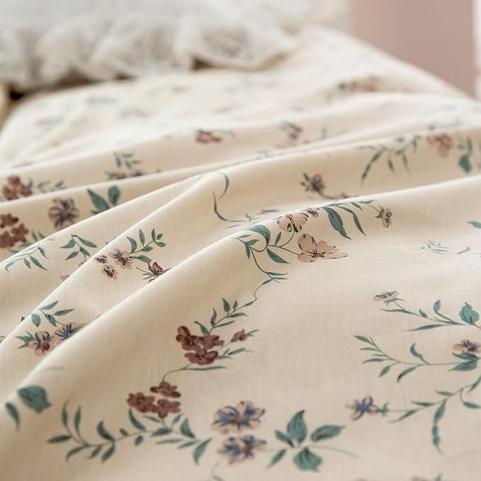 Floral Full Comforter Set 3 Pieces Soft Chic Garden Style Floral Print Lightweight Vintage Botanical Flowers Comforter Set for All Seasons 1 Comforter and 2 Pillowcases