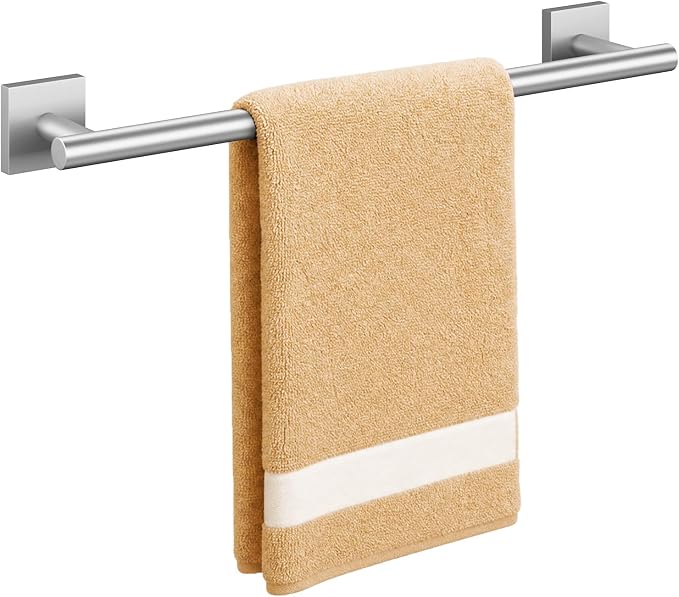 USHOWER Brushed Nickel Towel Bar, 18 Inch Towel Racks for Bathroom Wall Mounted, 304 Stainless Steel Towel Holder with Square Base, Modern Home Decor (Total Length 20 Inch)