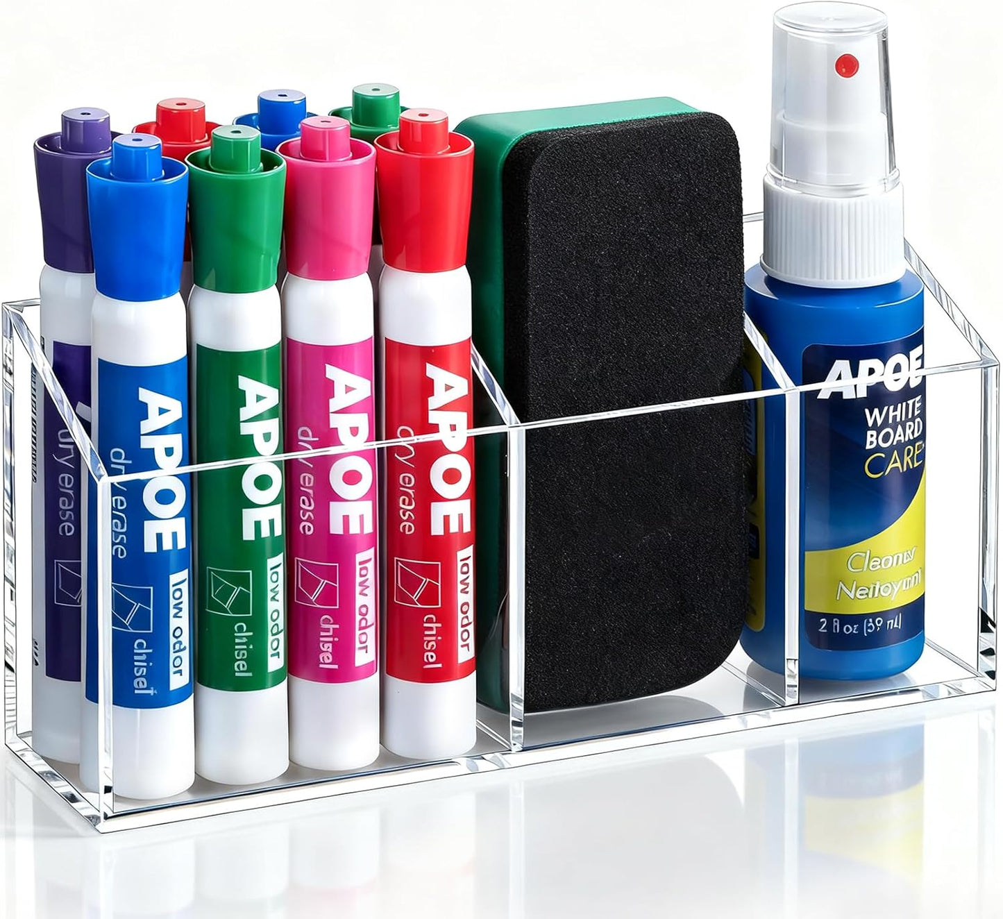 Skiennix Magnetic Pen Holder - Acrylic Dry Erase Marker Cup for Whiteboard & Refrigerator | Office & Classroom Organizer