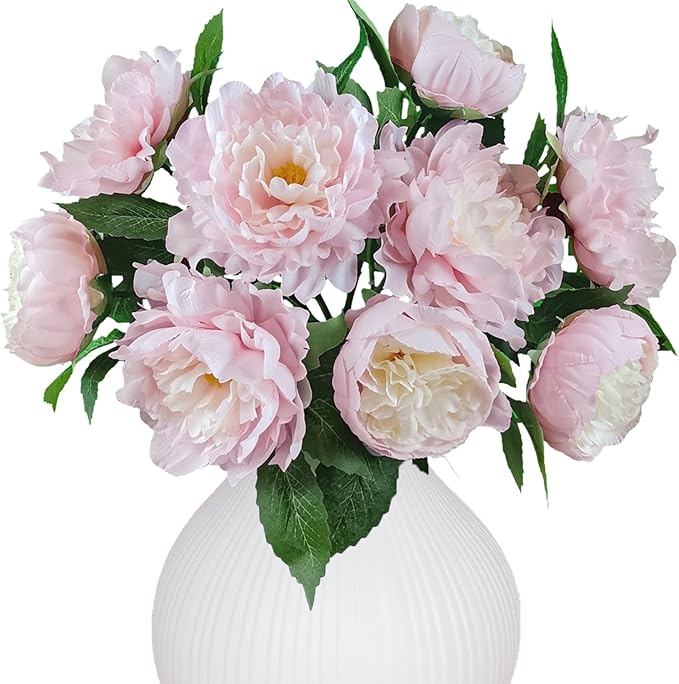 Premium Pink Peonies Artificial Flowers, Fake Silk Peony Flowers with Stems, Faux Florals for Wedding Bridal Bouquets, Floral Arrangements, Table Centerpieces, Home Decorations