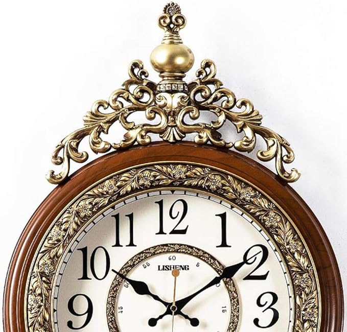 SHISEDECO Elegant, Traditional, Decorative, Hand Painted Modern Grandfather Wall Clock Fancy Ethnic Luxury Handmade Decoration, Swinging Pendulum for New Room or Office. Large. 29.5 Inch. Brown