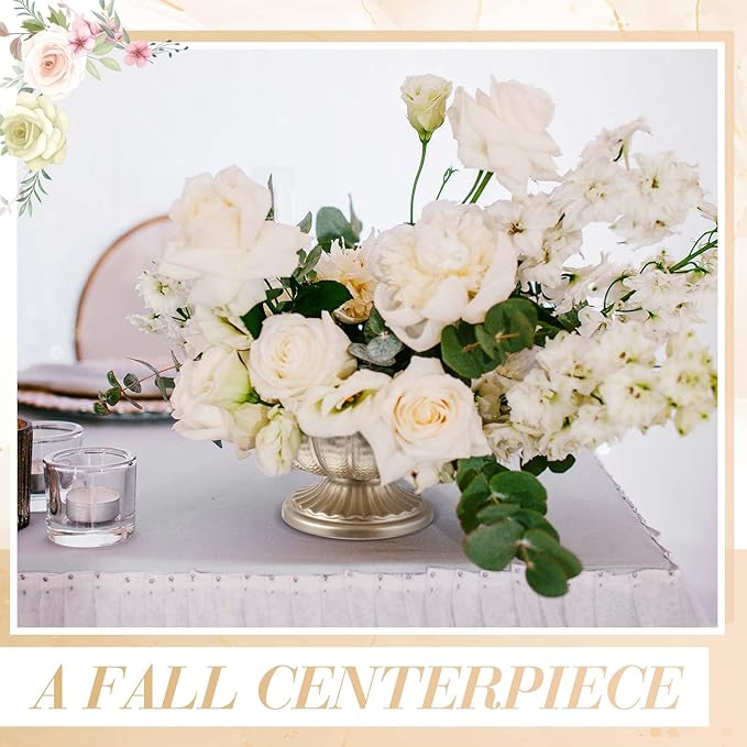 1 Pcs Metal Compote Bowl for Centerpiece Flower Holder Small Compote Vase Indoor Outdoor Flowers Fruits Plant for Christmas Wedding Home Party Decoration (Medium,Silver)