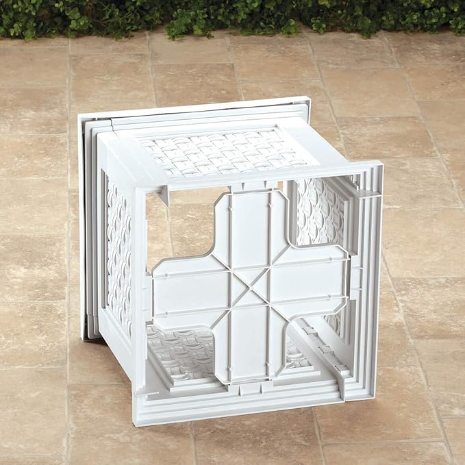 Fox Valley Traders Lightweight All-Weather Rattan-Style Planter Box - Versatile Presentation - Premium-Grade Polyethylene Material - Easy Assembly - 14.75" x 14.75" x 13.75", White Design