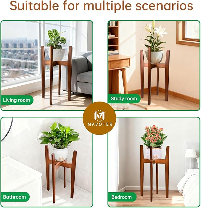 MAVOTER 24" Tall Plant Stand ,Wood Plant Stands Indoor, Mid Century Plant Corner Flower Holder Outdoor Suitable for Plant Pots & Water Dispenser Under 10" (Pot & Plant Not Included)