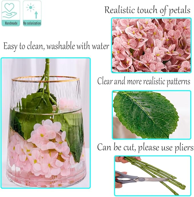 Kimura's Cabin 5Pcs 21inch Real Touch Artificial Hydrangea Flowers Realistic Latex Hydrangeas Long Stem with Leaves Hydrangea Bouquet for Home Wedding Baby Shower Birthday Party Decoration，Cameo brown