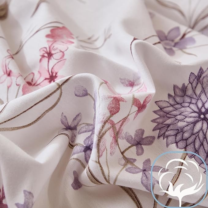 Bedding_Dreamer Queen Floral Comforter Set 100% Cotton Comforter 3 Pcs Red Pink Flower Bedding Set Lightweight Soft Reversible Bedding for All Season