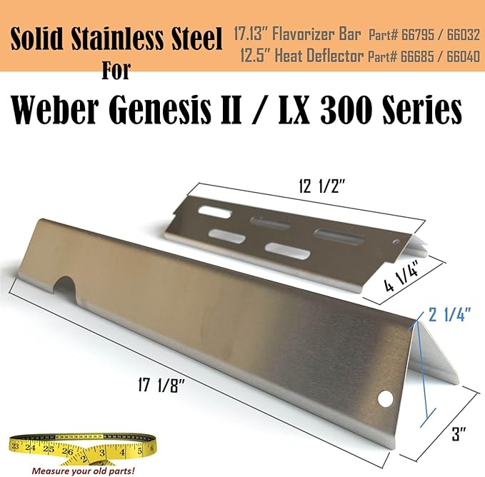 Genesis ii Flavorizer Bars Heat Deflector Grill Replacement Part for Weber Genesis 2 Grill Parts GS4 Flavor Bars II/Lx 300 Series ii E-310 ii S-310 ii SE-310 E-315 S-335 Weber 66795 66032 66685 66040